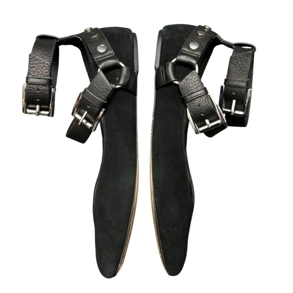 Rebecca Minkoff Vivica Harness Buckle Ballet Flats Black Suede 7.5 - Picture 6 of 10